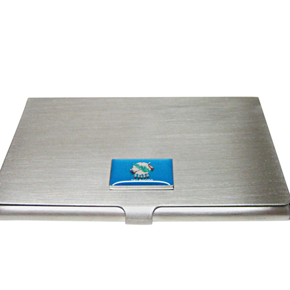 Oklahoma State Flag Pendant Business Card Holder